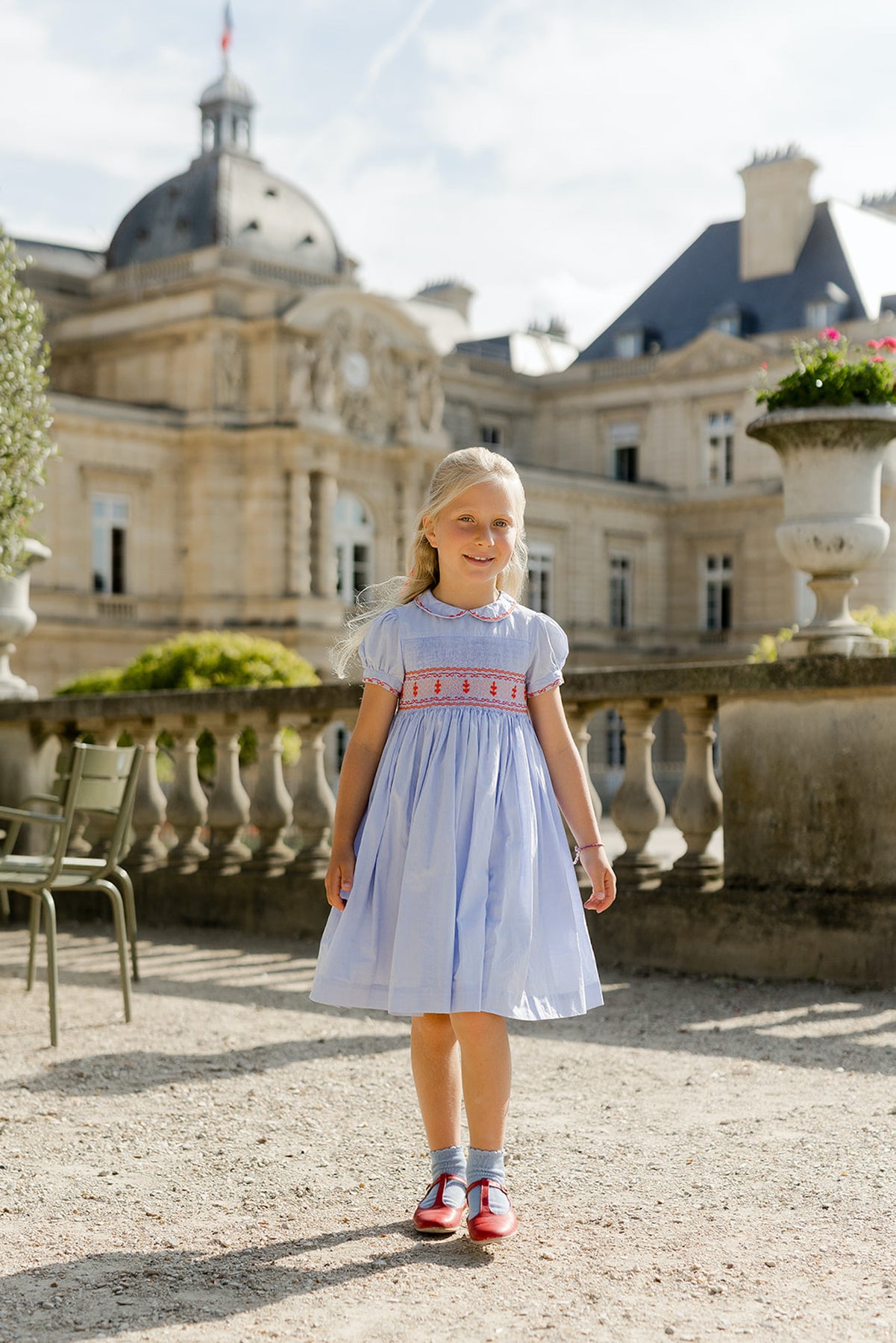 open lace back dress Lavender Blue Princess Charlotte Smocked Dress open lace back dress Lavender Blue Princess Charlotte Smocked Dress