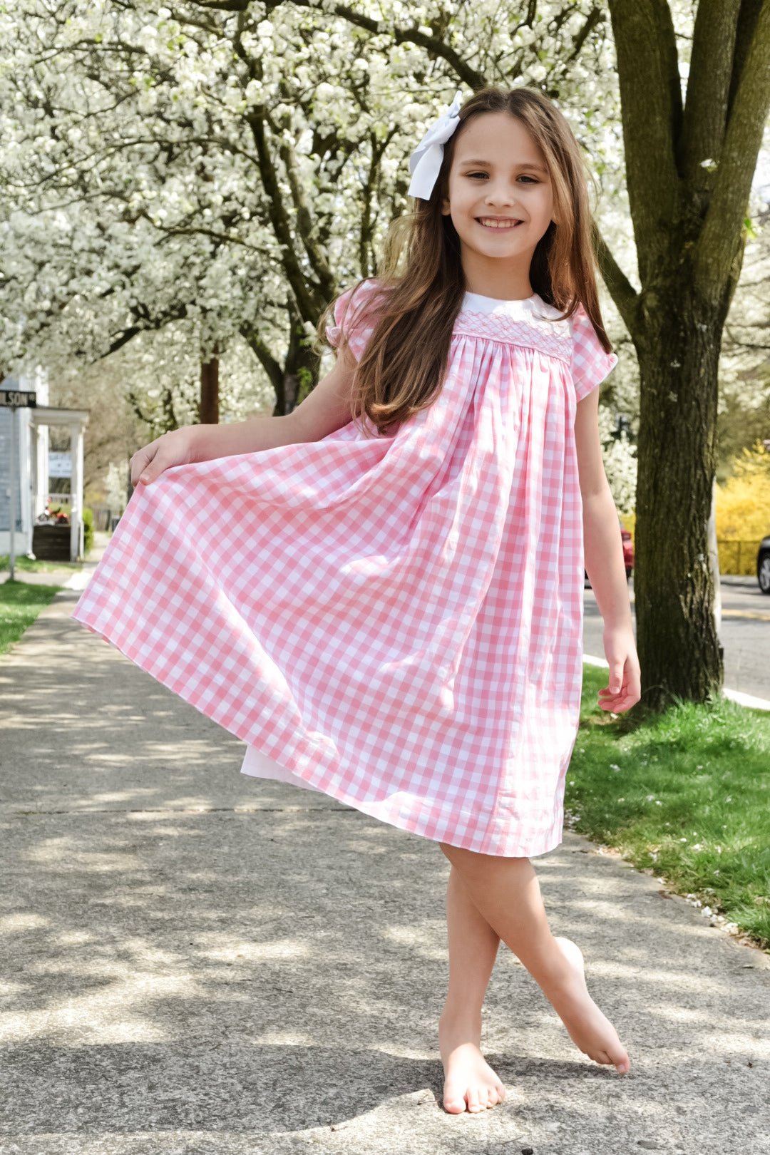 Pink and white gingham dress best sale