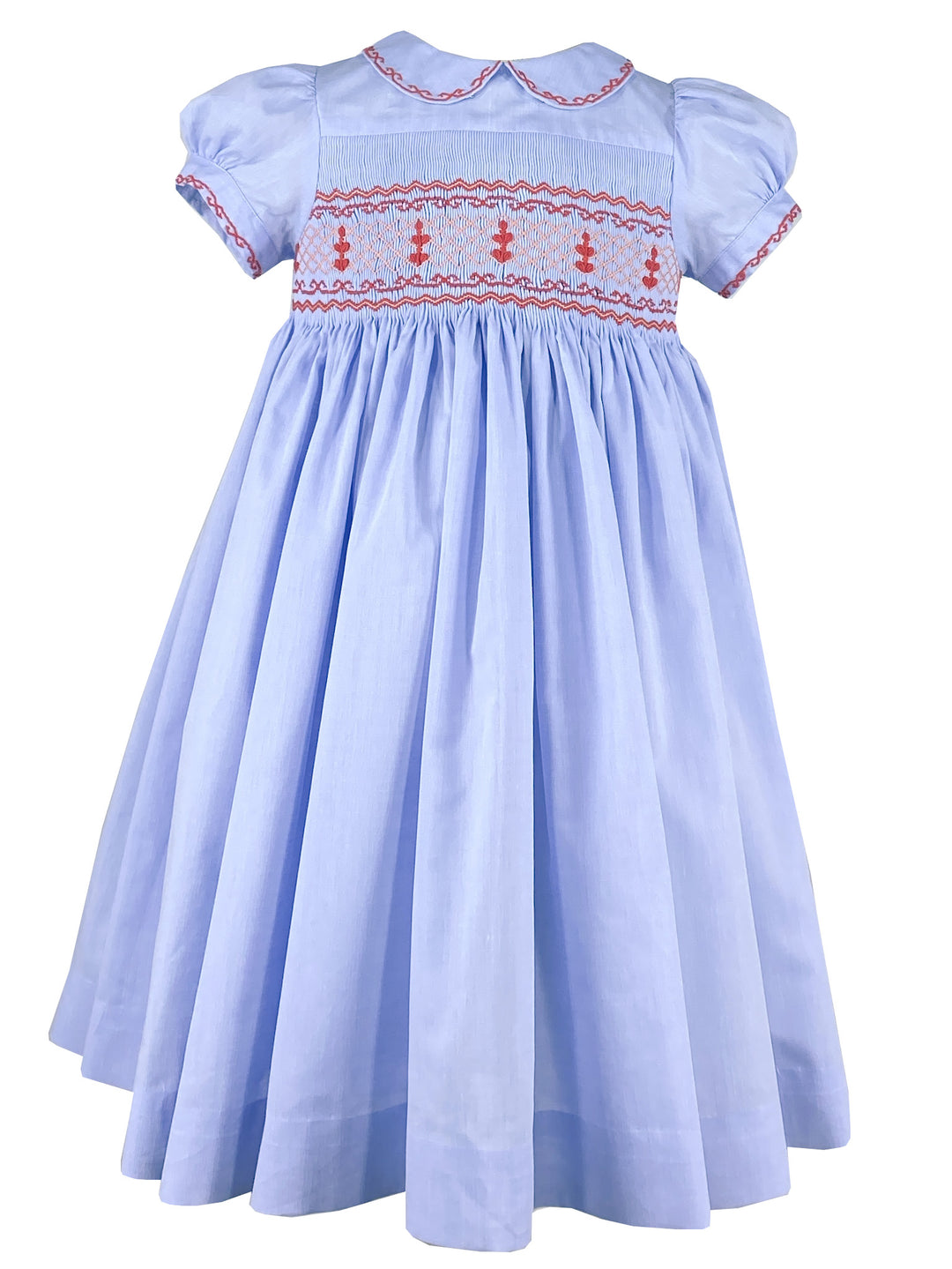 princess charlotte blue smocked dress Lavender Blue Princess Charlotte Hand Smocked Embroidered Collar Short Sleeve Dress (12mo
