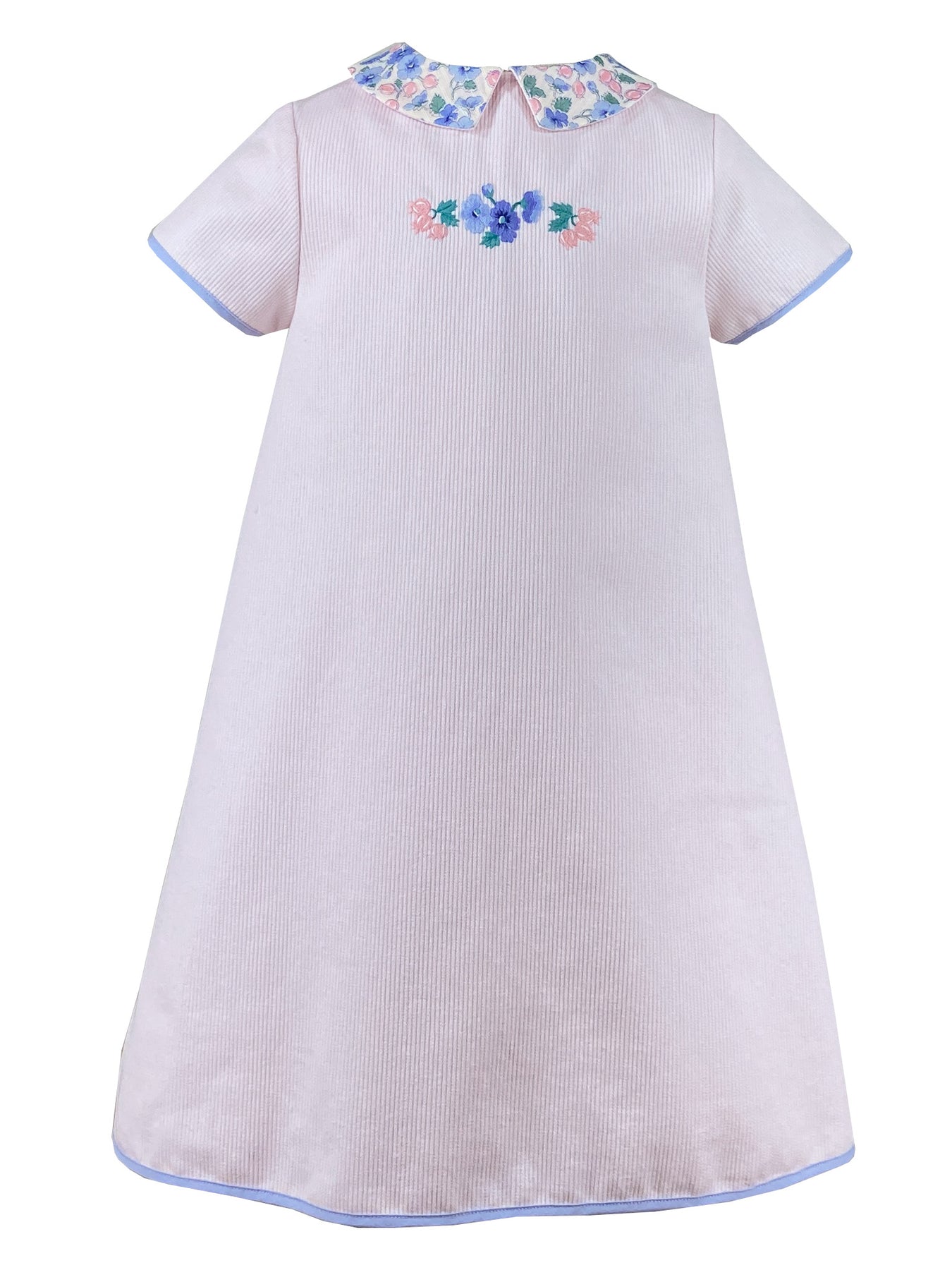 Floral Embroidered Cotton Pique - White/Pink